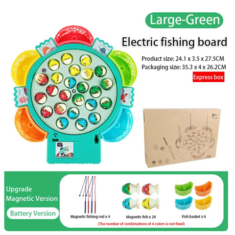 Children Magnetic Fishing Game Toy Electric Rotating Fish Board Game With Music For Boys Girls Birthday Gifts
