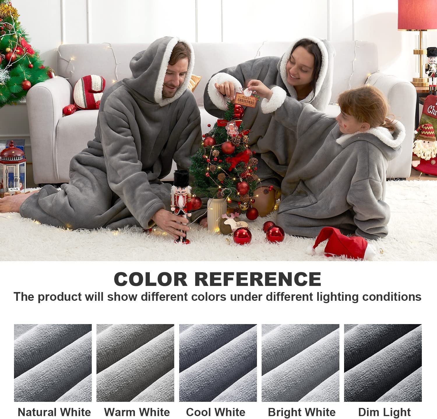 Wearable Blanket Hoodie for Kids, Hoodie Blanket with Pockets and Sleeves Sweatshirt for Teens as a Gift - Grey Kids
