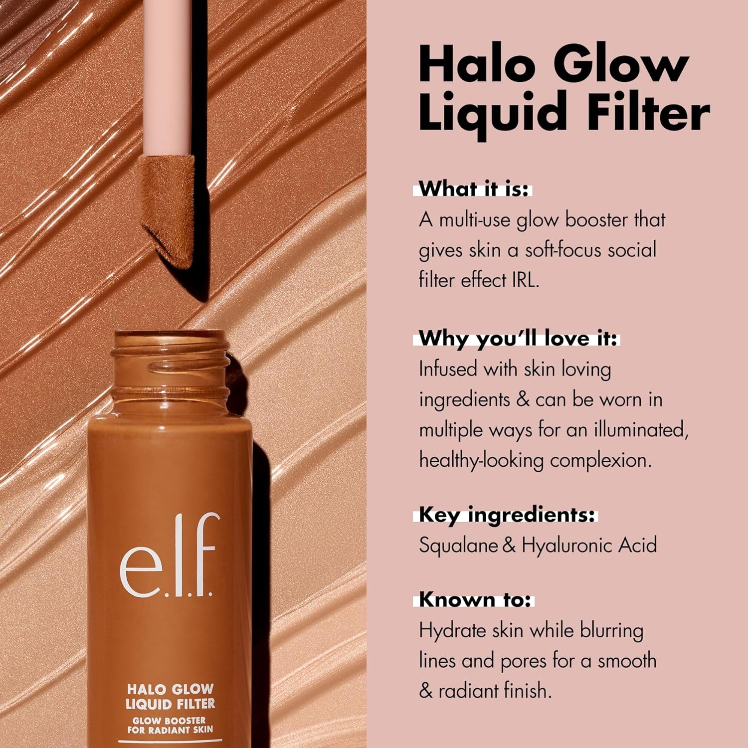 Halo Glow Liquid Filter, Complexion Booster for a Glowing, Soft-Focus Look, Infused with Hyaluronic Acid, Vegan & Cruelty-Free, 2 Fair/Light