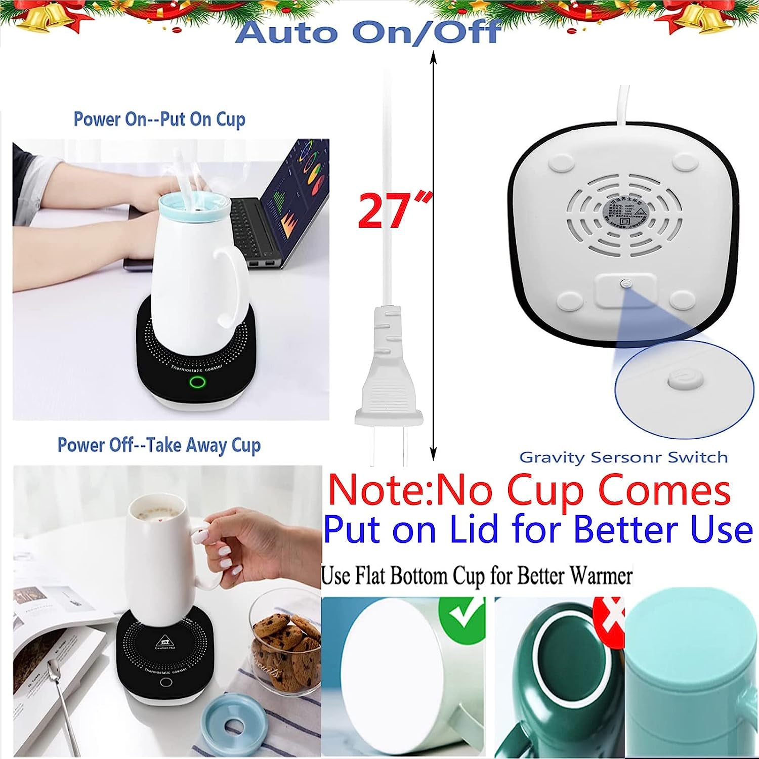 Coffee Cup Warmer for Desk with Auto Shut Off, Coffee Mug Warmer for Desk Office Home