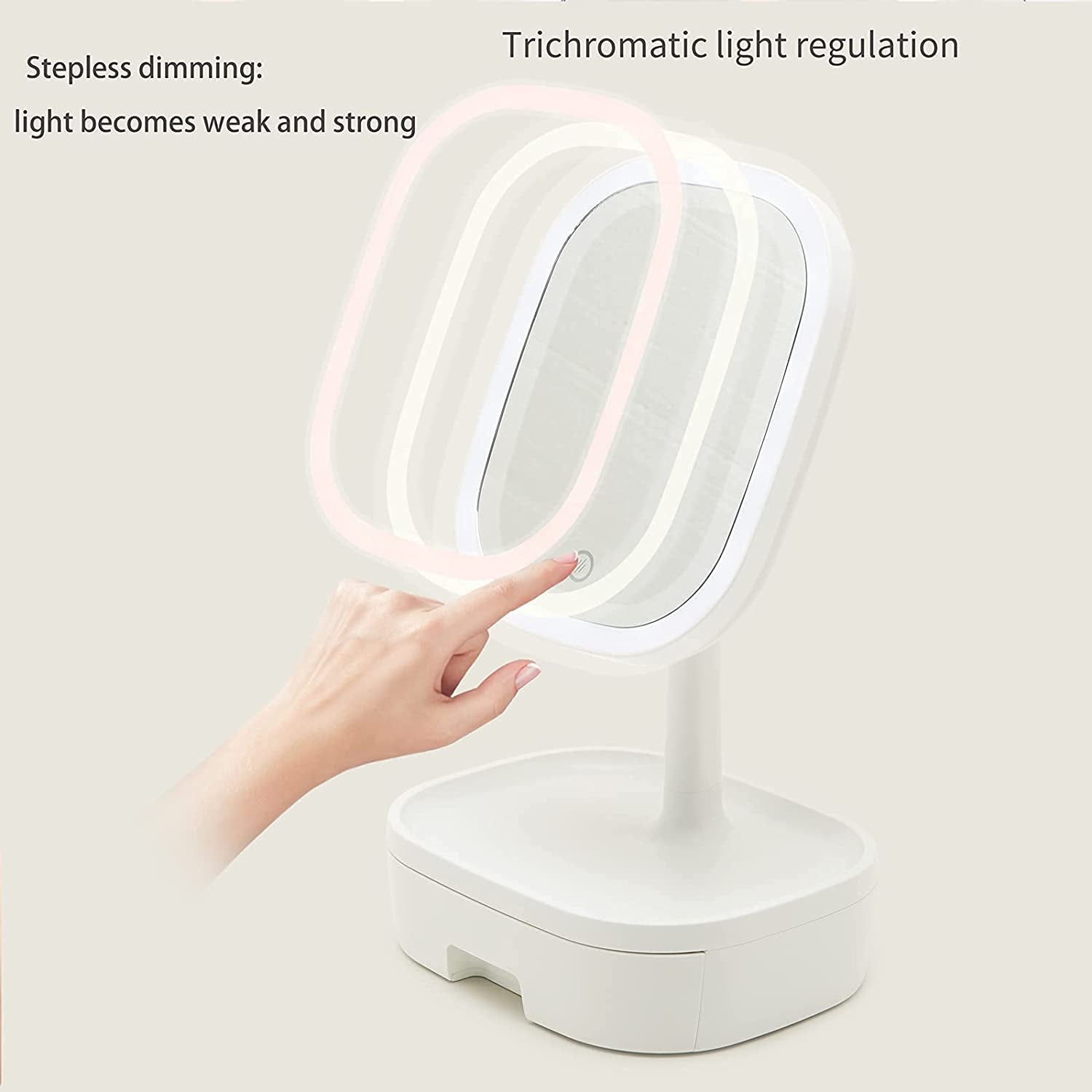 Makeup Mirror Small Desk Mirror with Lights & Magnification, Table Mirror with 10X Magnifying as Travel Mirror, Folding Portable Lighted Vanity Mirror with Lights for Home & Travel,White