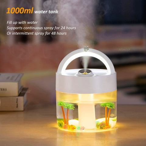 Wireless Air Humidifier 1000ML Water Diffuser 3000Mah Battery Rechargeable Ultrasonic Cool Mist Maker Fogger USB Humidificador