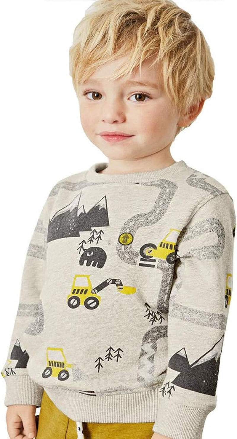Baby Toddler Boy'S Cotton Crewneck Long Sleeve Sweatshirt 1-7T