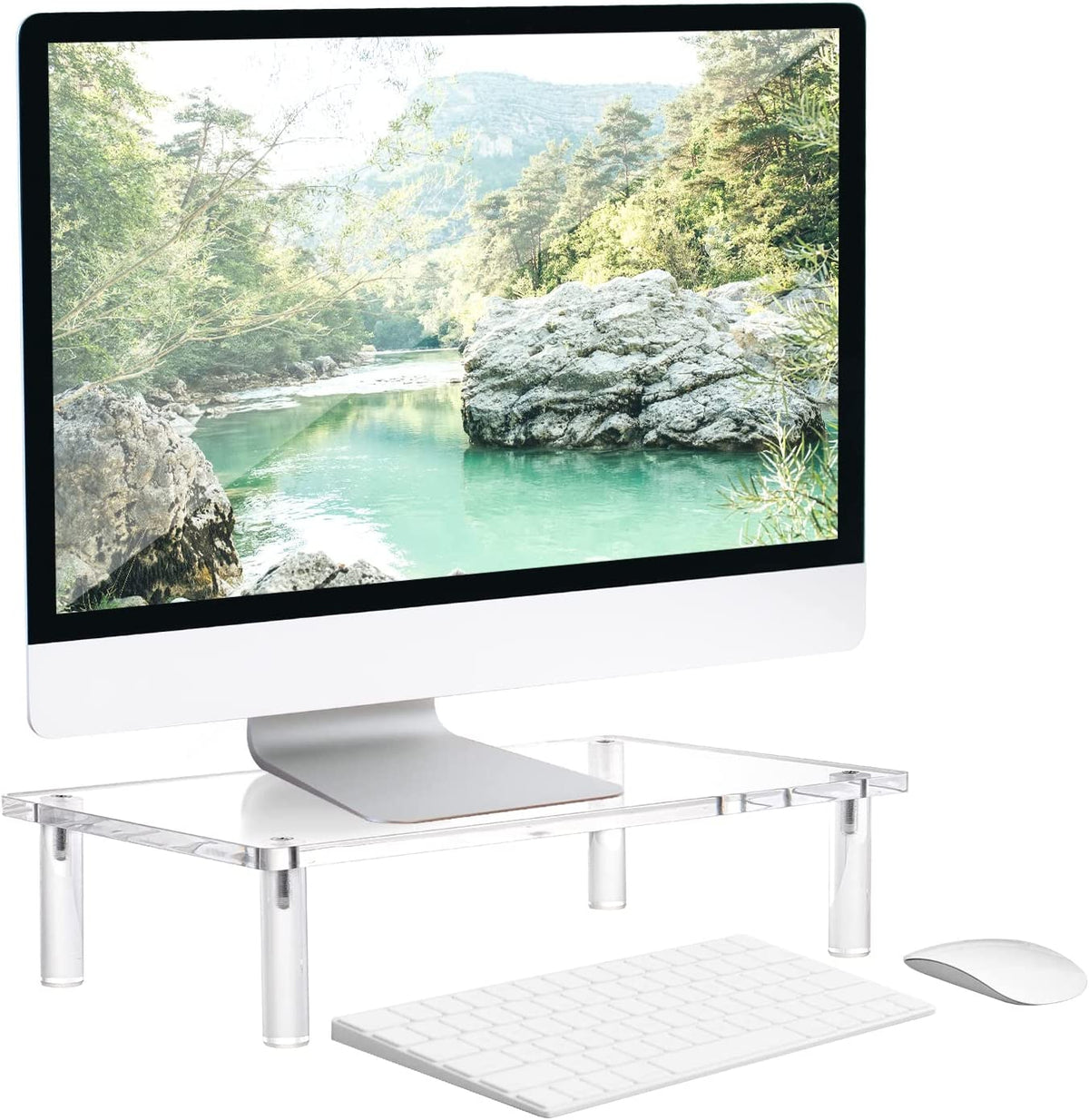 Acrylic Monitor Stand - 10Mm Thickness Clear Platform - 14.5''(L) X 9''(W) X 3.4''(H) Ergonomic Desktop Riser - for Laptop, Pc, Notebook, Printer, Computer, Flat Screen LCD TV