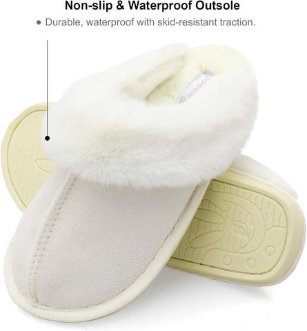 Winter Fuzzy House Slippers Sandals Plush Faux Fur Fluffy Flats Slippers Warm Slide Shoes for Women