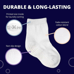 Non Slip Grip Ankle Boys and Girls Athletic Crew Socks for Babies Toddlers and Kids