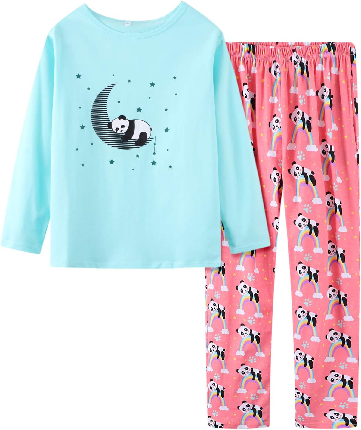 Cute Cat Pajamas for Girls Size 12-18 Big Kids Long Sleeve and Pant Teens PJS Clothes Sleepwear 2PCS Set