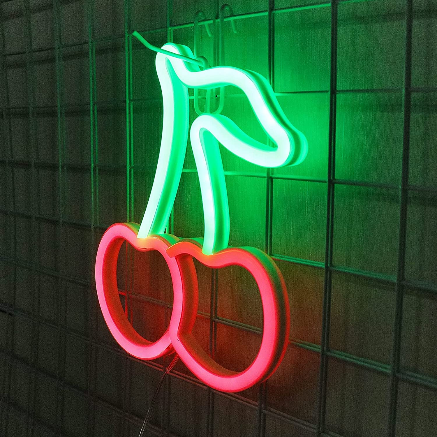 Cherry Neon Signs Led Signs Neon Light Red Room Decor Aesthetic Led Light Fruit Night Light for Bedroom Bar Hotel Party Game Room Wall Art Decoration
