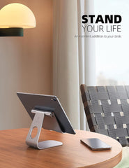 Tablet Stand, Adjustable Tablet Holder - Desktop Stand Dock Holder Compatible with 4-13" Tablet Such as Ipad Pro 11, 9.7, 10.5, 12.9 Air Mini 4 3 2, Nexus,Samsung galaxy Tab, Silver