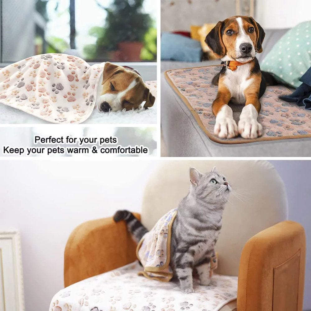 1 Pack 3 Blankets Super Soft Fluffy Premium Fleece Pet Blanket Flannel Throw for Dog Puppy Cat - Paw