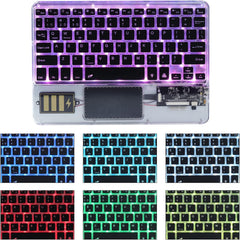 Ultra-Slim Bluetooth Keyboard 7 Colors Backlit Portable Mini Wireless Keyboard Rechargeable for Apple Ipad Iphone Samsung Tablet Phone Smartphone Ios Android Windows-Transparent