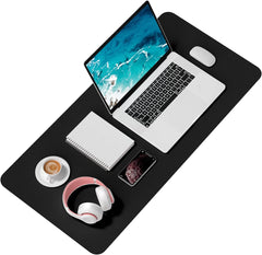 Desk Pad, 35.5" X 17" PU Leather Desk Mat, M Extended Mouse Pad, Waterproof Desk Blotter Protector, Ultra Thin Large Laptop Keyboard Mat, Non-Slip Desk Writing Pad for Office Home, Black