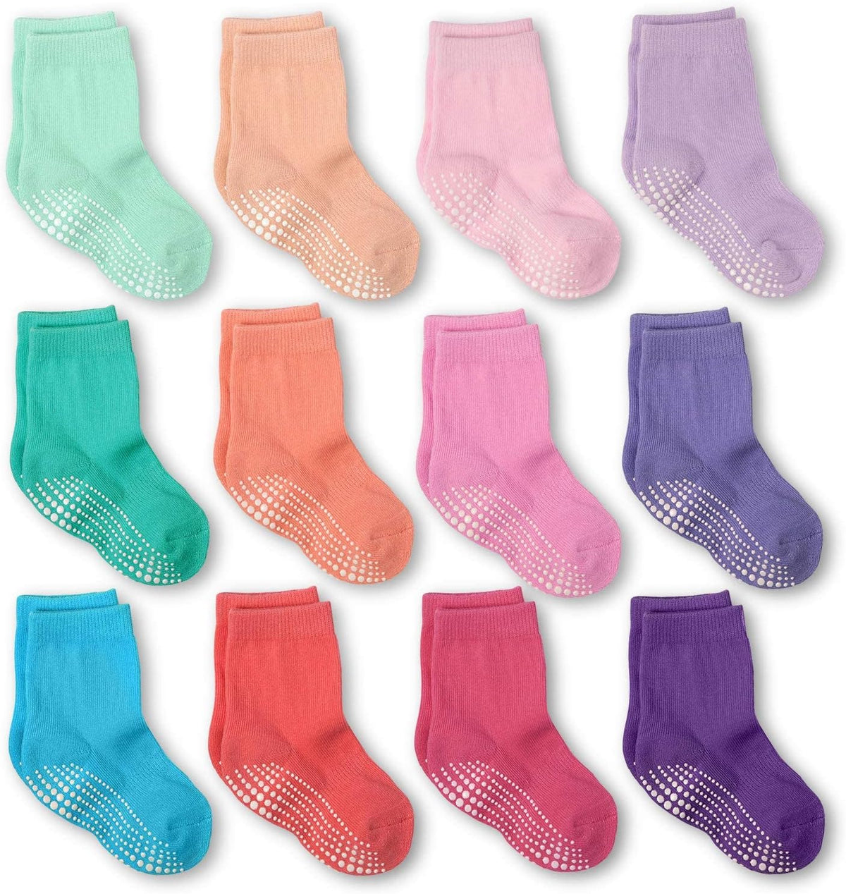 Non Slip Grip Ankle Boys and Girls Athletic Crew Socks for Babies Toddlers and Kids