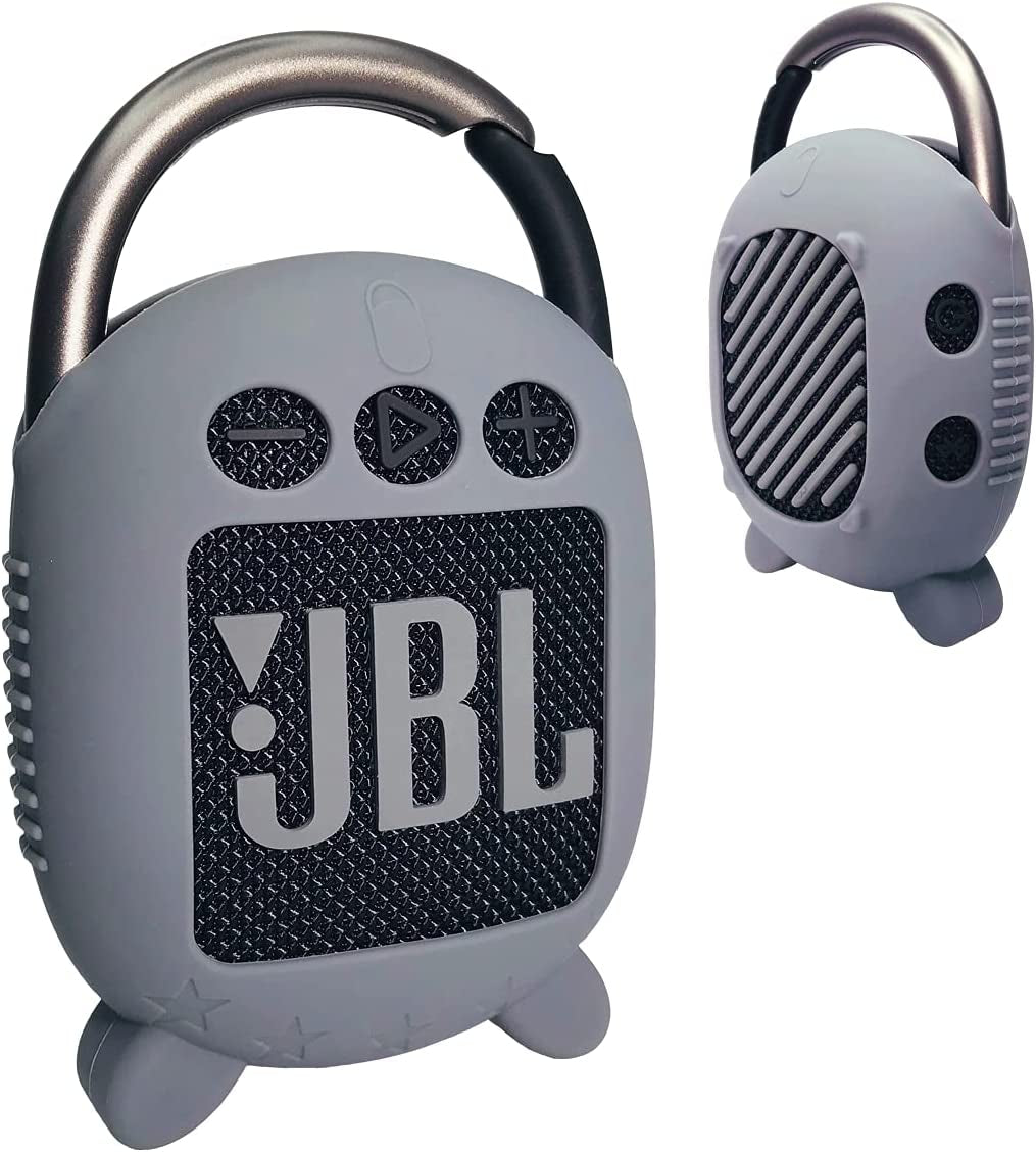 Silicone Cover Case for JBL Clip 4 Portable Bluetooth Speaker, Protective Carrying Case for JBL Clip 4 Portable Bluetooth Speaker Stand up Holder(Case Only) (Grey)