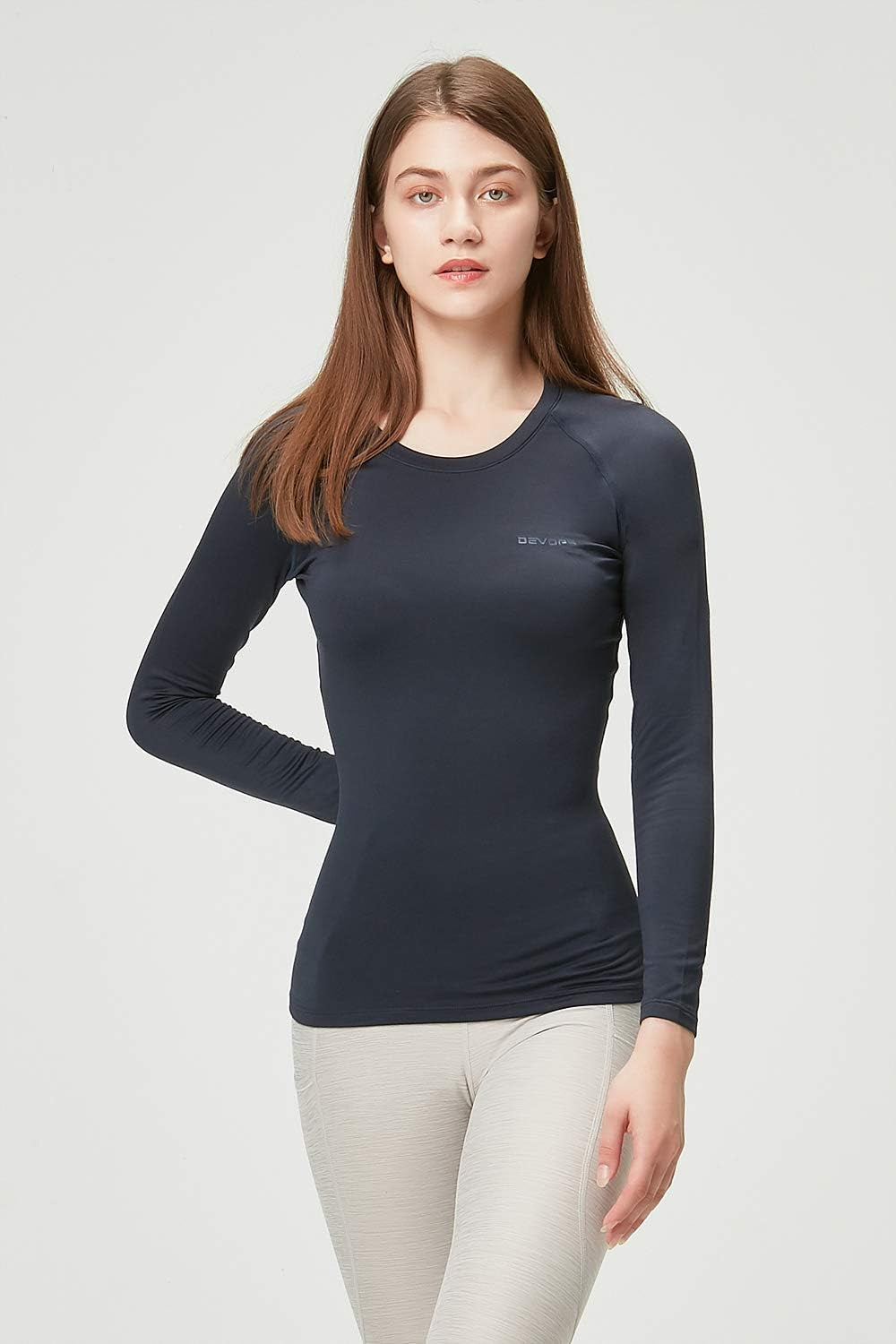 Women'S 2 Pack Thermal Long Sleeve Shirts Compression Baselayer Tops