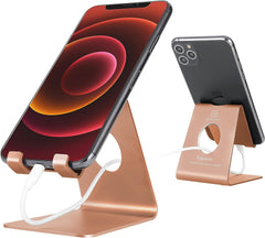 Cell Phone Stand Desk Phone Holder, Cradle, Dock, Compatible with All 4-8Inch Phones, Office Kitchen Traveling Accessories T1 Rose Gold