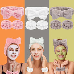 Wash Face Headbands for Women Coral Fleece Hair Bands Cuff Waterproof Bands Absorbent Wristbands Head Band Hair Accessories Set
