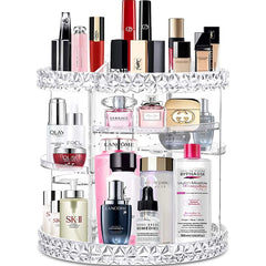 360 Rotating Makeup Organizer Perfume Organizer with 8 Adjustable Layer Clear Cosmetic Storage Display Case Large Capacity Acrylic Beauty Organizer for Vanity Countertop or Bedroom Dresser