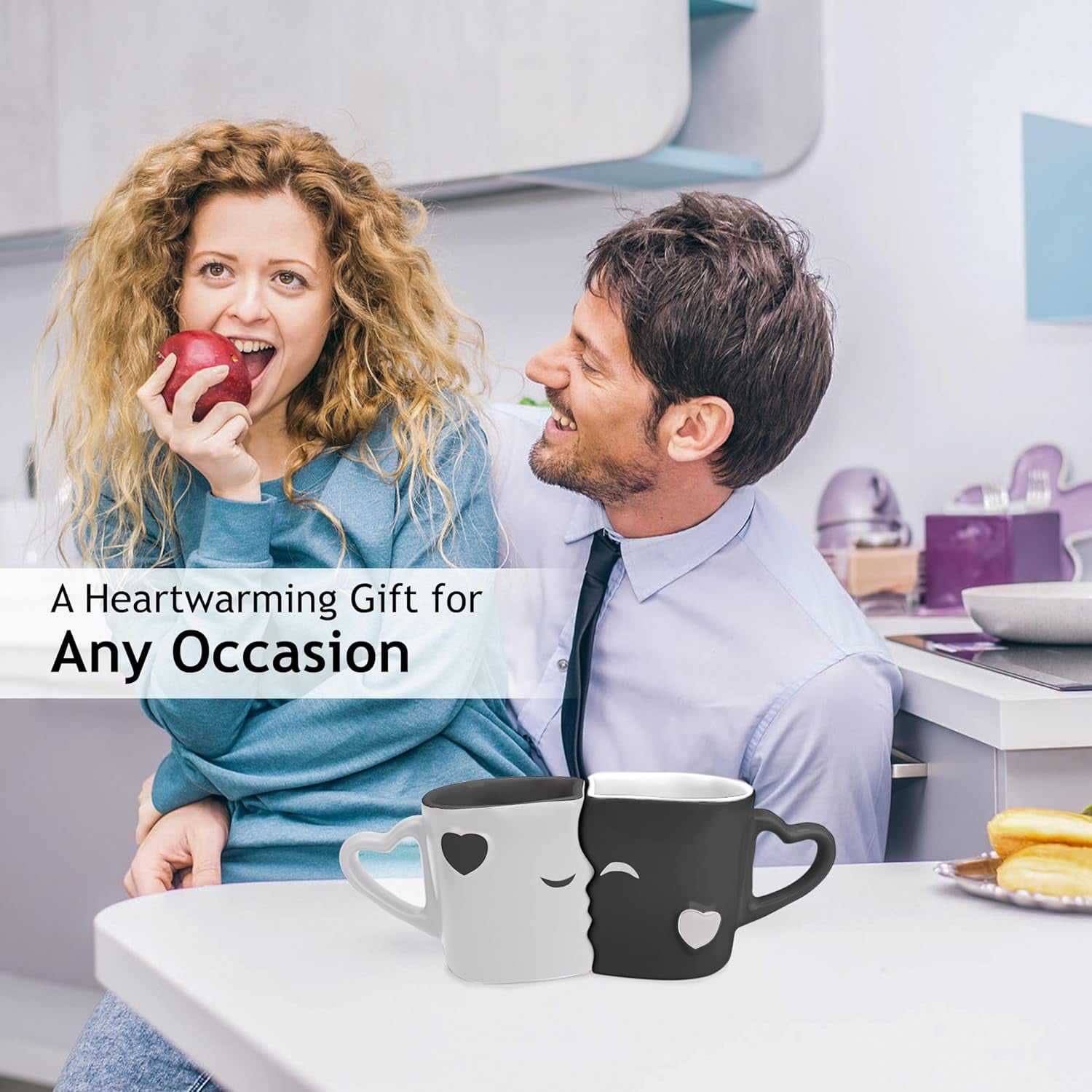 - Coffee Mugs/Kissing Mugs Bridal Pair Gift Set for Weddings/Birthday/Anniversary with Gift Box (Gray)