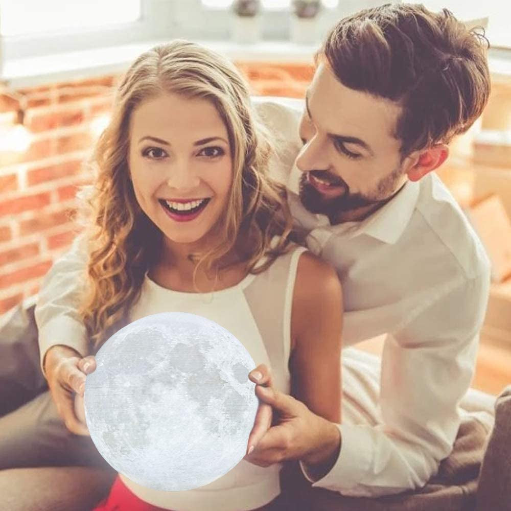 Moon Lamp Moon Night Light 3D Printing 3.9In Lunar Lamp 3 Colors for Kids Gift for Women USB Rechargeable Touch Contral Brightness Yellow Warm and Cool White